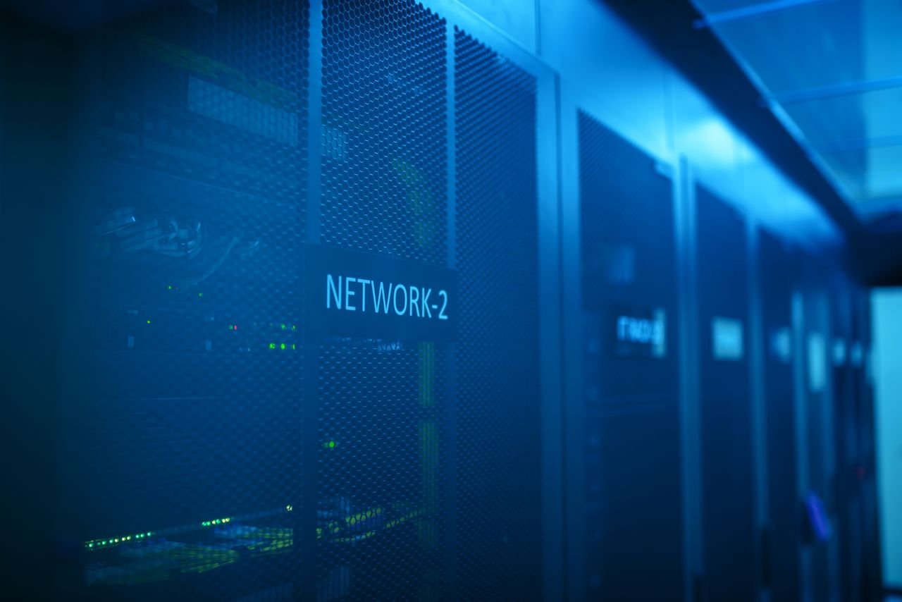 Server racks in a data center — cheap shared hosting is the top cause of a slow WordPress site