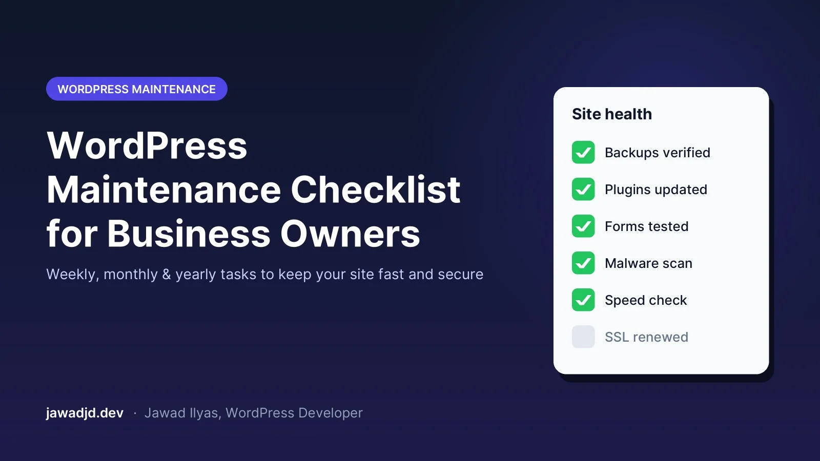 WordPress Maintenance Checklist for Business Owners